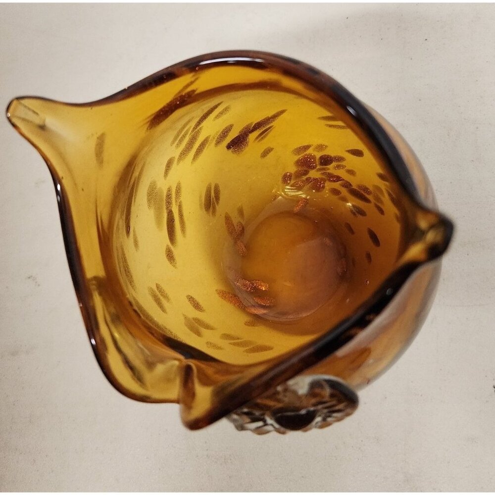 Pier 1 Art Glass 6.5" Amber Owl Vase Veyye Aytisanal Collection - Picture 5 of 8